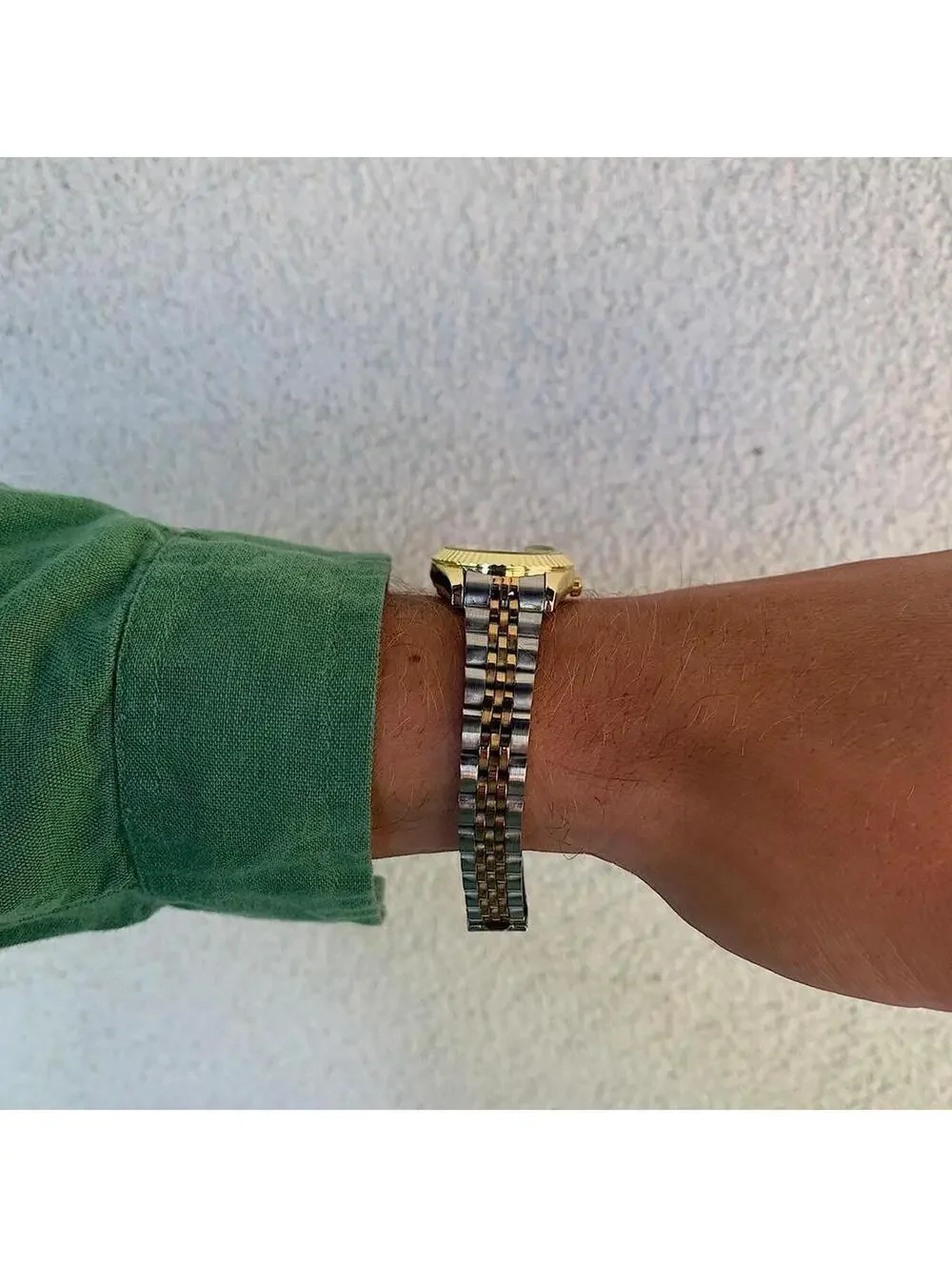 Classy Y2K 2000s style Silver and Gold watch with diamond accents. Nice quality